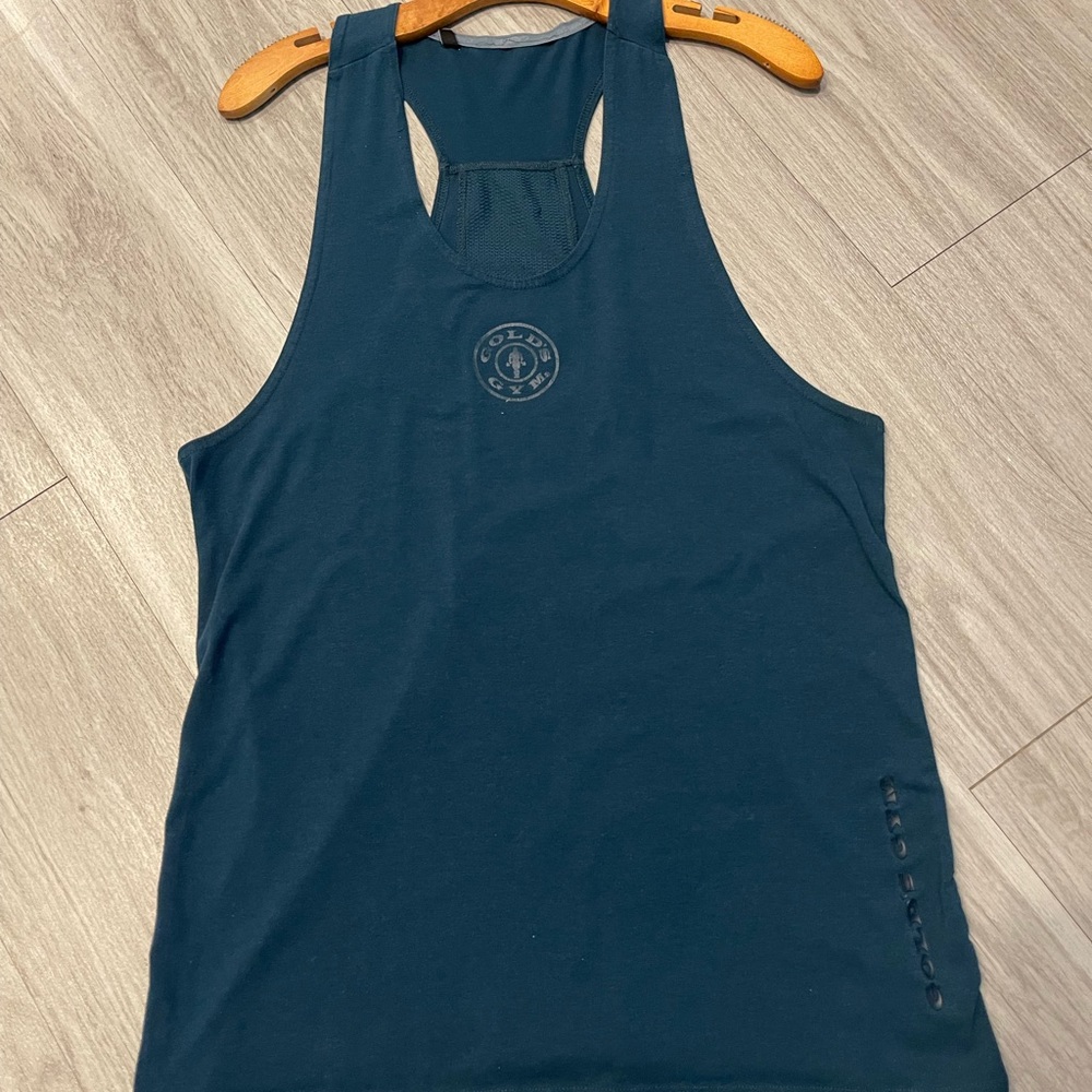 Gym shark golds gym singlet tank- turquoise- size M
